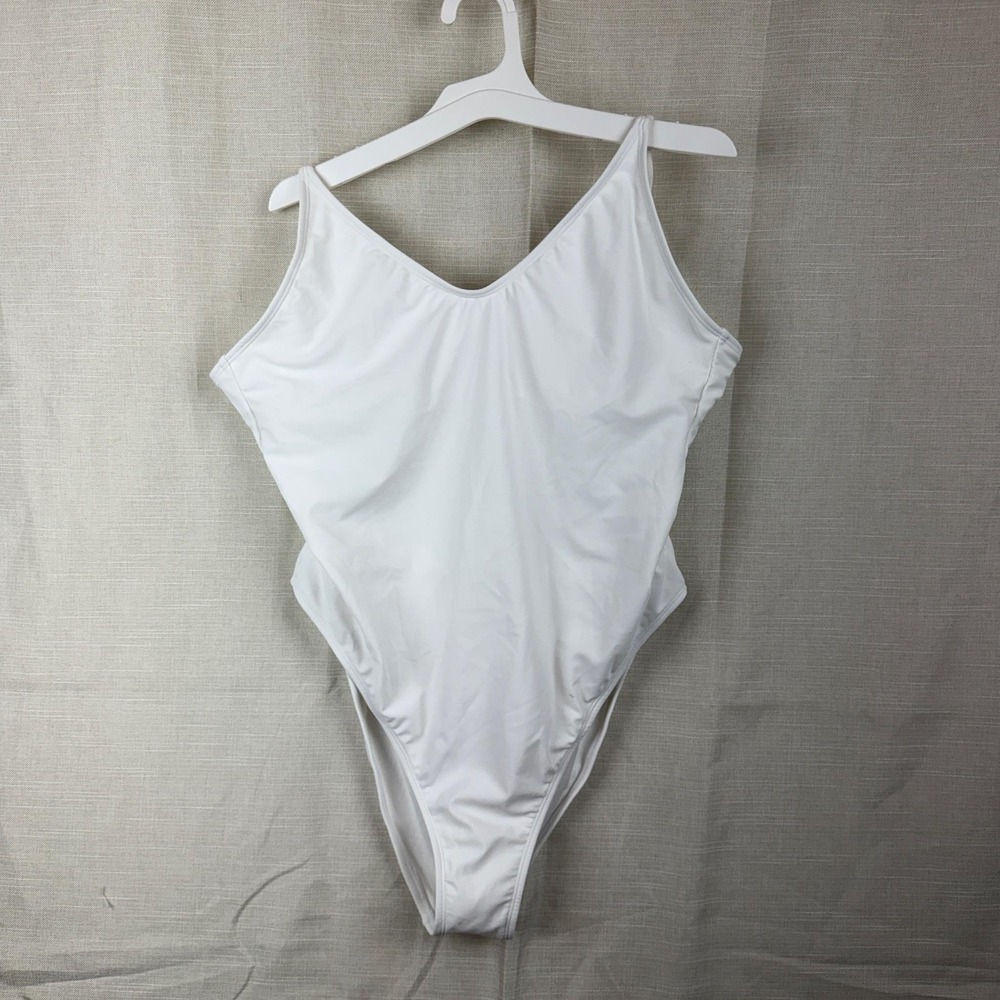 Wild Fable Swimsuit Womens‎ XL White One Piece Extra High Leg Cheeky Swimwear